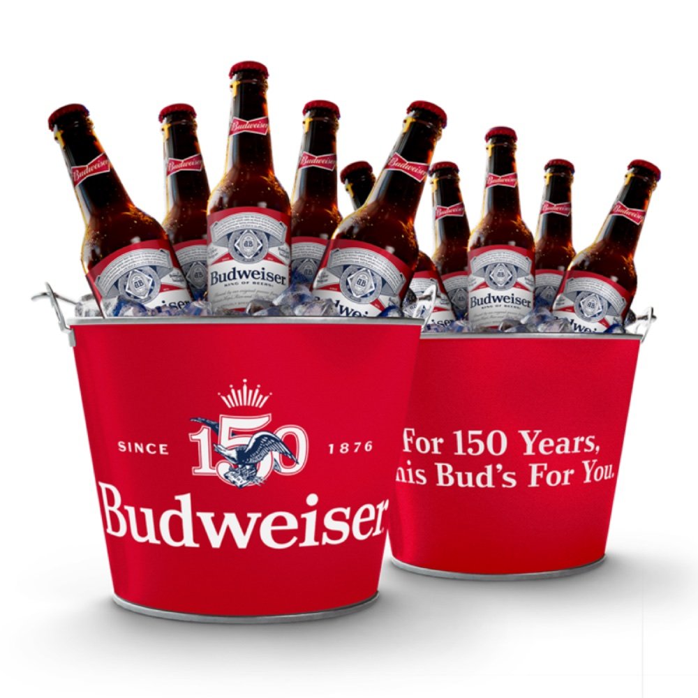 Budweiser 150th anniversary bottles on ice